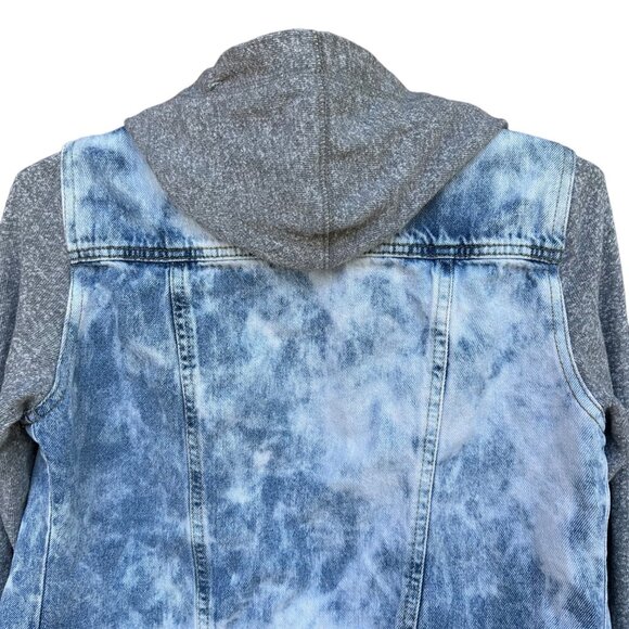 Lei Denim Hooded Light Blue Gray Acid Wash Jacket Size S - Picture 7 of 9